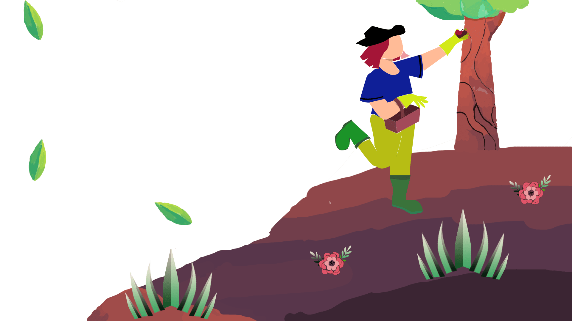 illustration d'un jardin avec une femme qui cueille une pomme image du site collectif potager